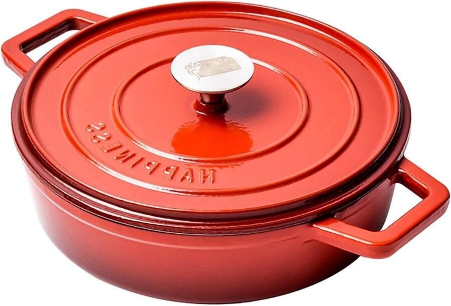 Gietijzeren Pot Emaille Pan Langzaam Koken Regendruppel Effect 24 cm 255 L Zwart