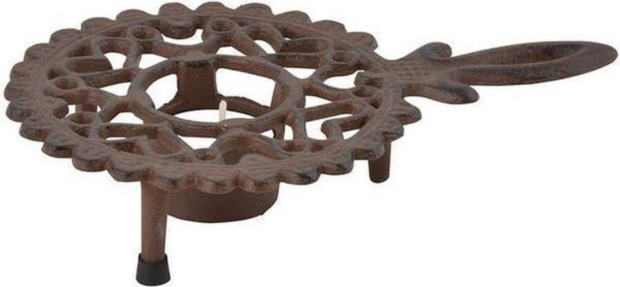 Esschert Design Gietijzeren rechaud warmhoudplaat theelicht met handvat