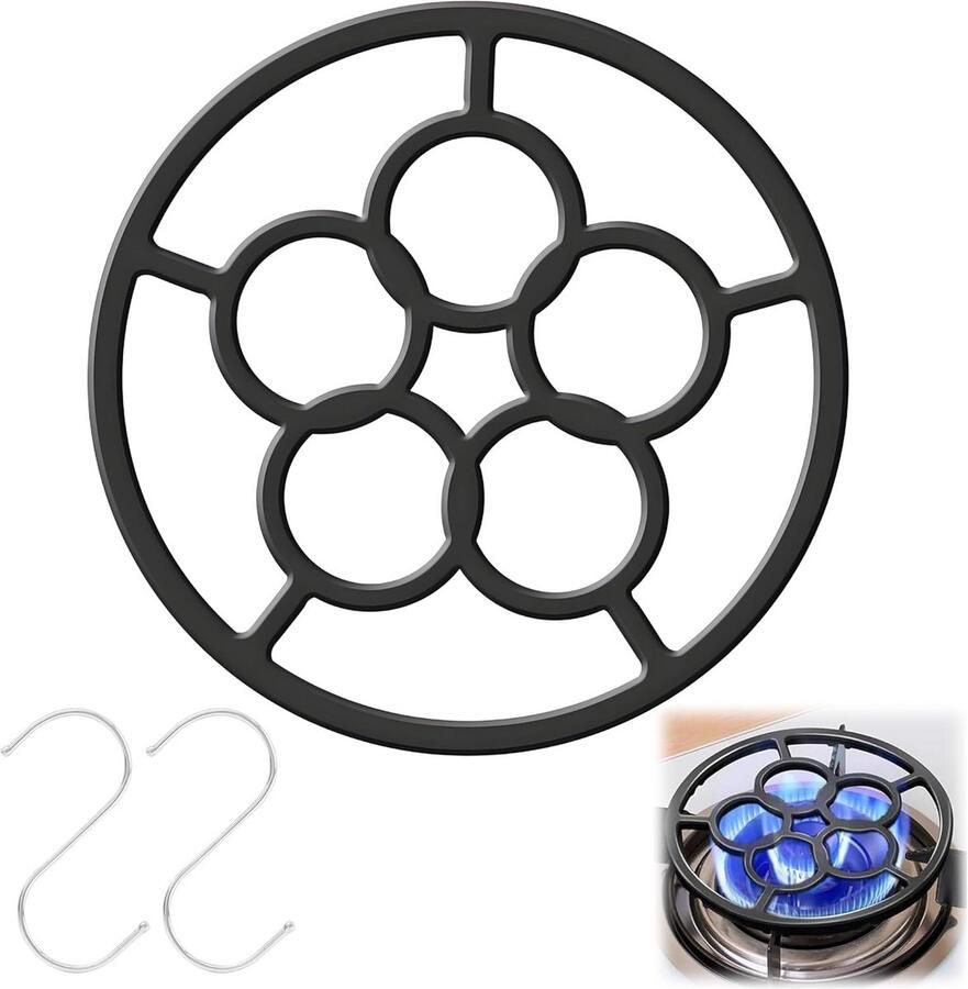 Gietijzeren Ring Kookplaat Houder Stabiel Koken Universeel Ontwerp 18.2 cm Diameter Zwart