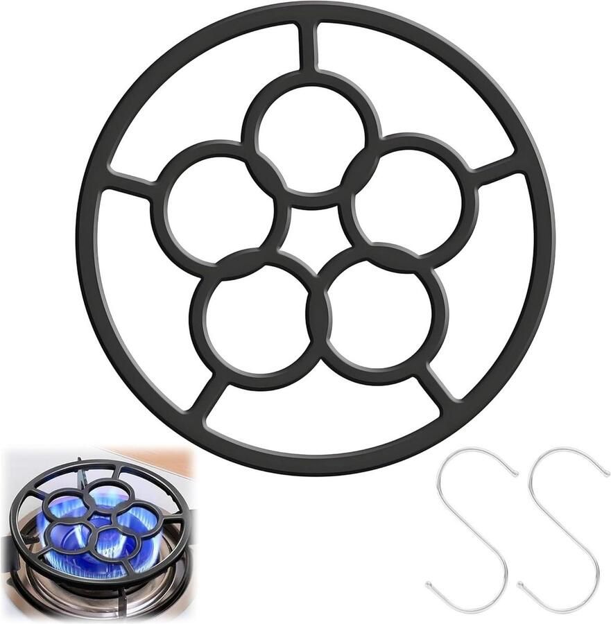 Gietijzeren Panhouder Kookplaat Ring Stabiel Koken Universele Pasvorm 18.2 cm Diameter Zwart