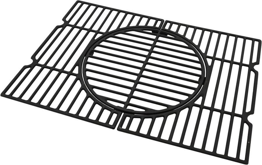 Gietijzeren Rooster Vervangingsrooster Grill Barbecue Accessoire Driedelige Constructie 58 x 42 cm Zwart