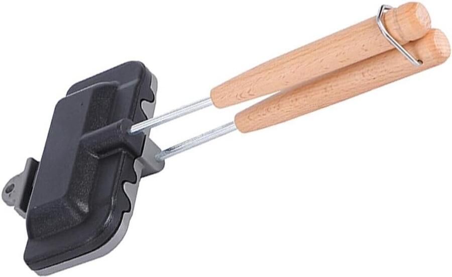 Gietijzeren Sandwichmaker Tosti IJzer Buiten Koken Antiaanbaklaag 400 Gram Zwart