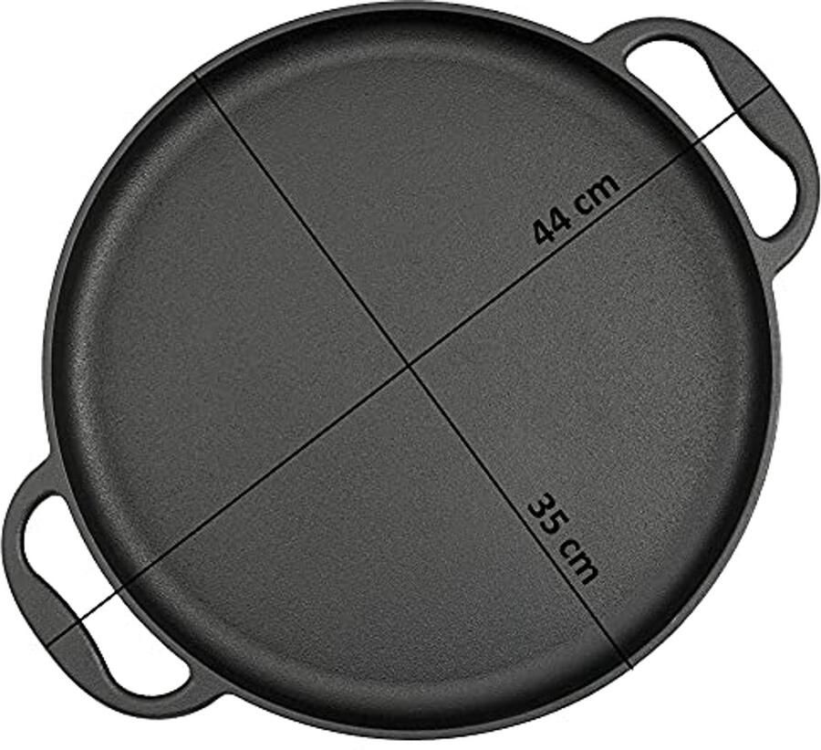 Gietijzeren serveerpan 35 cm Preseasoned grillpan voor gas- en houtskoolgrill oven en meer