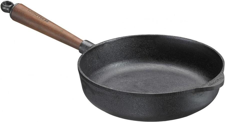 Gietijzeren Serveerpan Braadpan Smulpan Vlees en Vis Braden Gelijkmatige Warmteverdeling 25 cm Diameter Zwart
