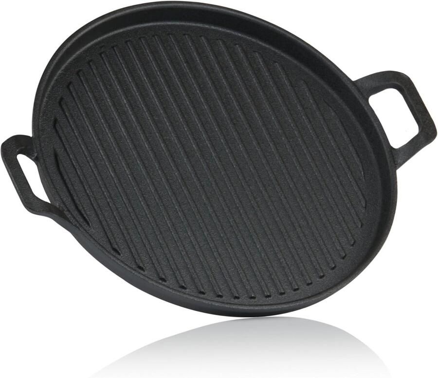 Gietijzeren serveerpan Grillpan Braadpan Buiten Koken Vooraf Ingebrand Diameter 30 cm Zwart