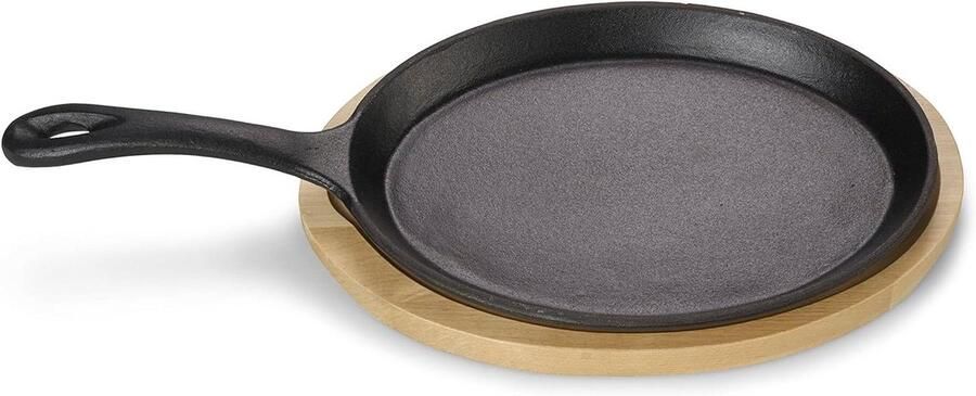 Gietijzeren Serveerpan Mini-pannetje Grillpan Tapas Serveren Al Ingebrand 30 cm Diameter Zwart