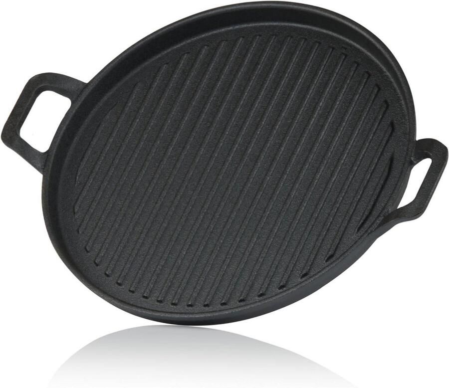 Gietijzeren Serveerpan Grillpan Braadpan Buiten Koken Vooraf Ingebrand Diameter 30 cm Zwart