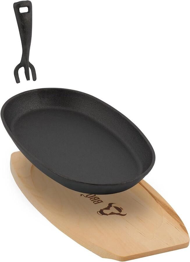Gietijzeren Serveerpannetjes Ovale Braadpannen Stijlvol Serveren Voorgewarmd Direct Gebruik 27 x 18 cm Zwart - Foto 2