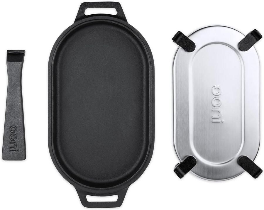Gietijzeren Sizzler Pan Bakplaat Koekenpan Lekker Koken Afneembaar Handvat 305 cm x 152 cm Zwart