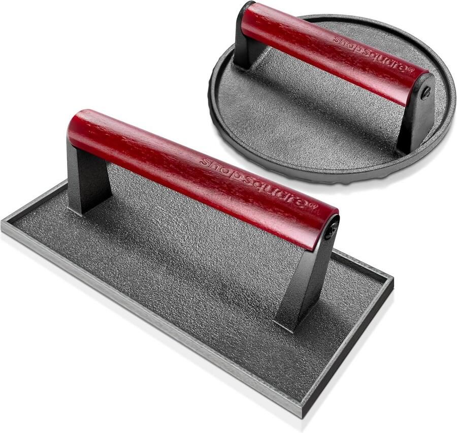 Gietijzeren Spekpers Vlees Grill Snel Bakken Gegroefde Grillmarkeringen 20x10 cm Zwart