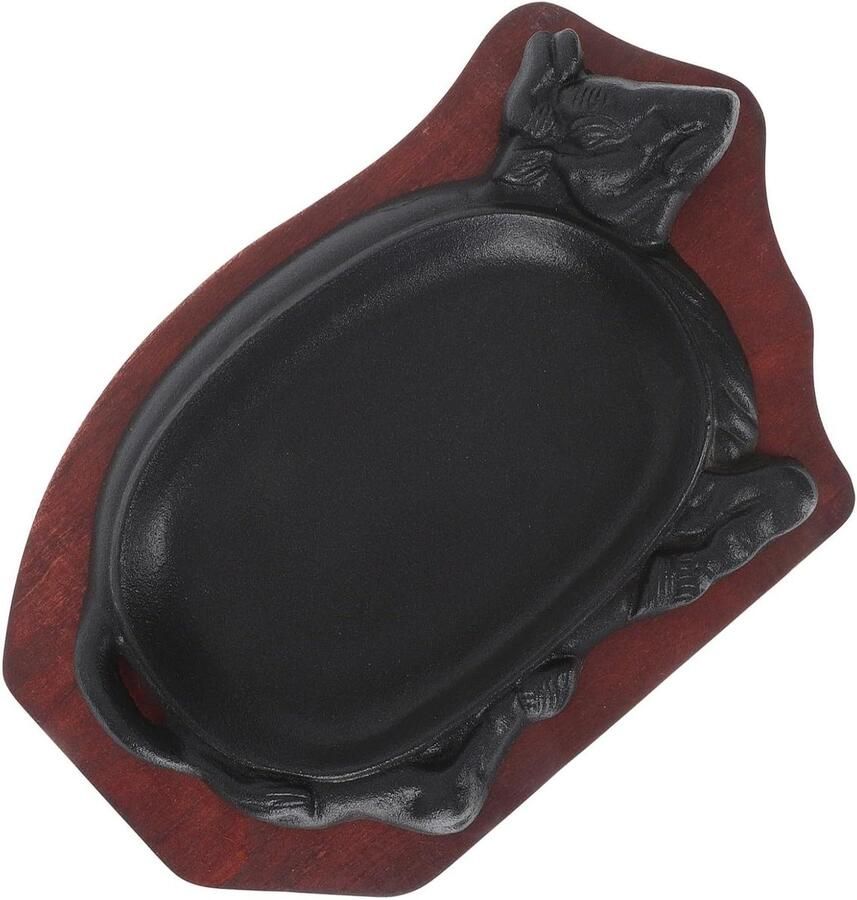 Gietijzeren Steakplaat Grillplaat Bakplaat Biefstuk Grillen Antiaanbaklaag Gelijkmatige Warmte 28.5 cm x 17.5 cm Zwart
