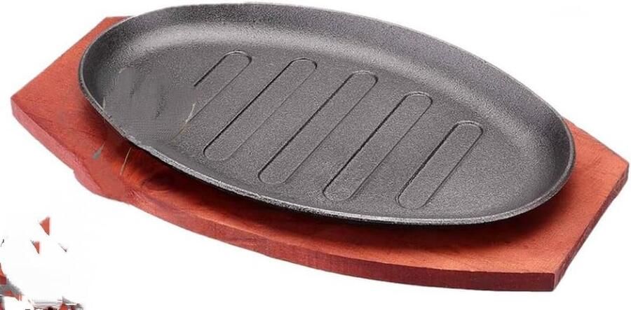 Gietijzeren Steakplaat Sizzling Pan Persoonlijk Grillen Gelijkmatige Warmte 162 CM Zwart