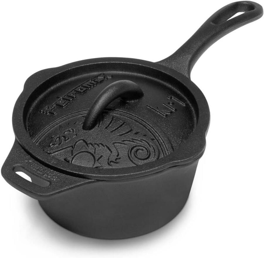Gietijzeren Steelpan Kookpan Deksel Overal Koken Gewelfd Deksel Profiel 1 Liter Grijs