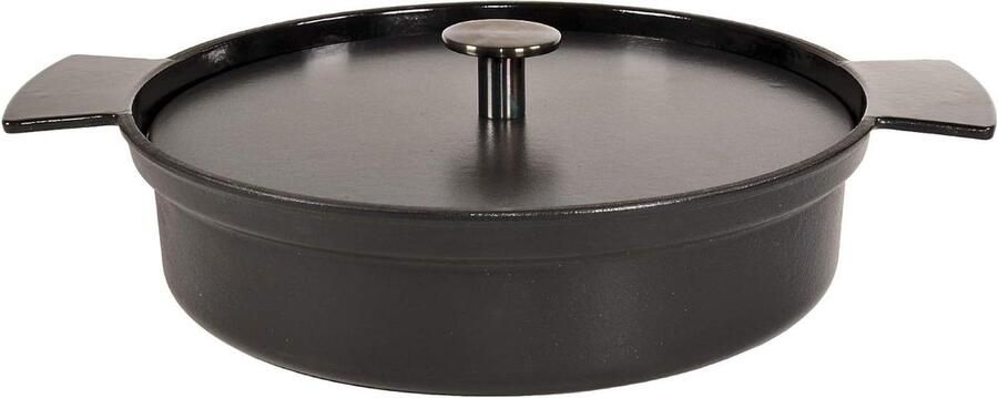 Gietijzeren Steelpan Sauspan Braadpan Stoofschotels Maken Geëmailleerde Binnenkant 30 cm Zwart