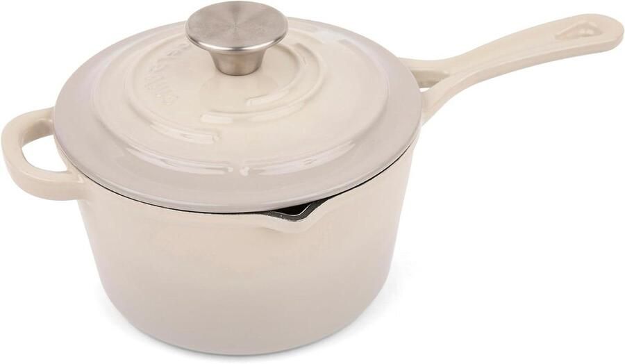 Gietijzeren Steelpan Sauspan Emaille Koken en Verwarmen Giet Tuiten 2.1 Liter Steen