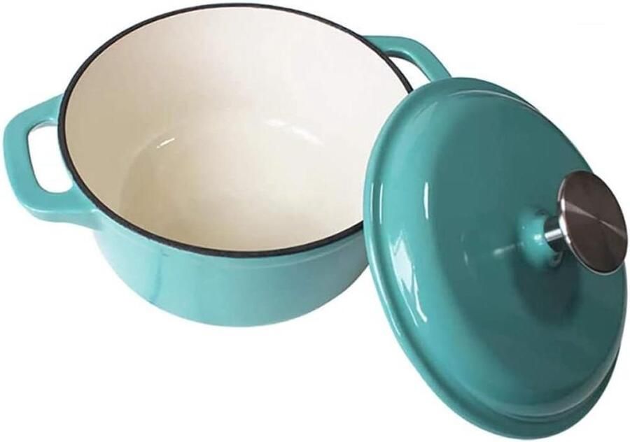 Gietijzeren Steelpan Sauspan met Deksel Koken en Sudderen Geëmailleerde Binnenkant 18 cm Zwart