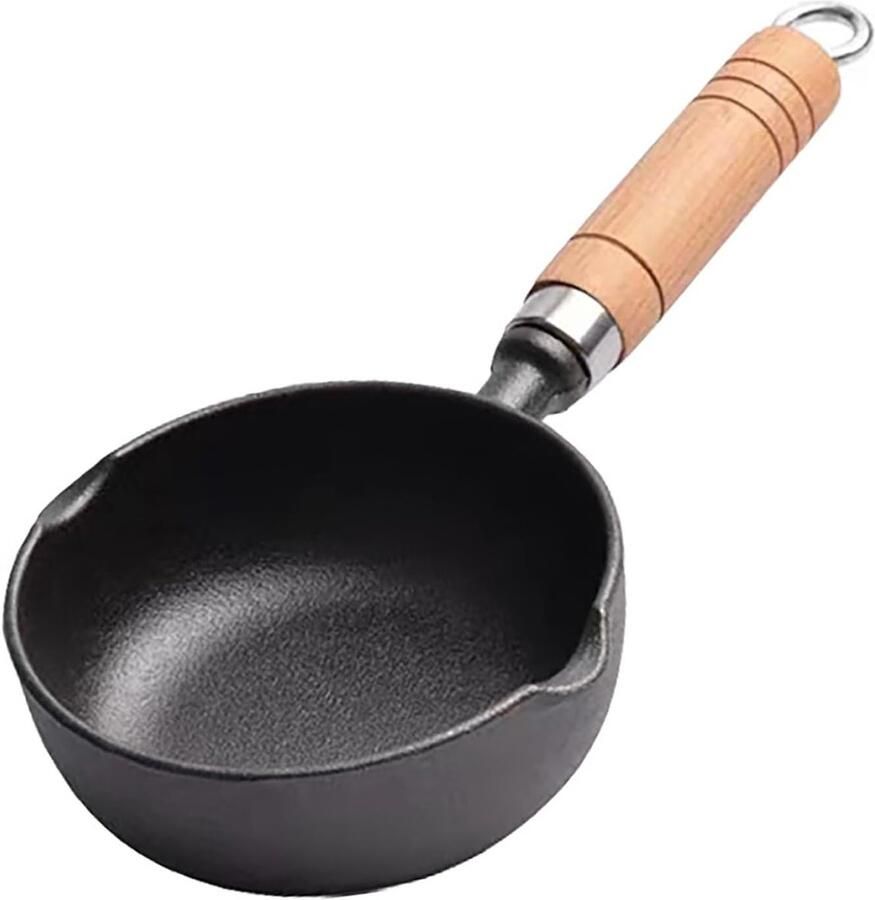 Gietijzeren steelpan Smeltpan mini Koken en verwarmen Gelijkmatige warmte Klein formaat Zwart