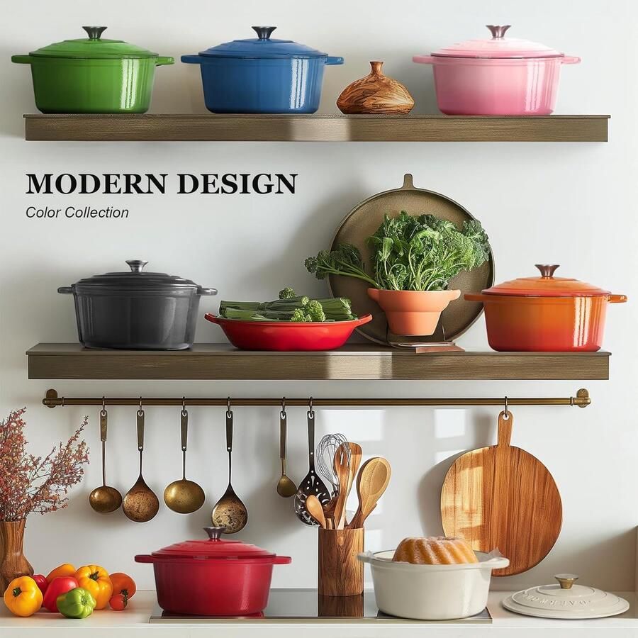 Gietijzeren Stoofpan Braadpan Casserole Langzaam Garen Gelijkmatige Warmteverdeling 24 cm Oranje