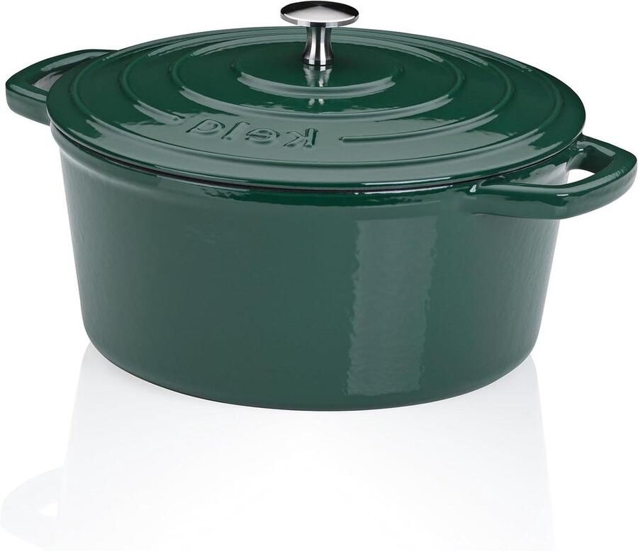 Gietijzeren Stoofpan Braadpan Casserole Langzaam Garen Uitstekende Warmteverdeling 4.6 Liter Smaragdgroen