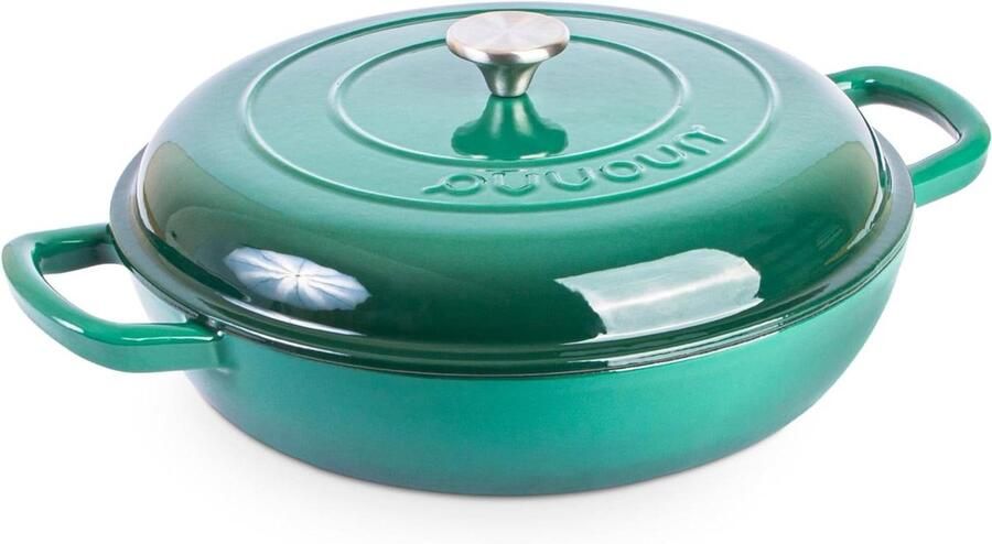 Gietijzeren Stoofpan Braadpan Dutch Oven Langzaam Garen Geglazuurde Anti-aanbaklaag 4.7 liter Donkergroen