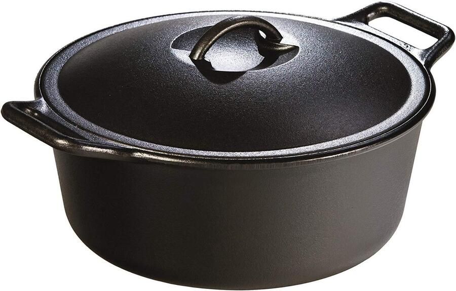 Gietijzeren Stoofpan Braadpan Koekenpan Langzaam Koken Zelfnivellerend Deksel 305 cm Zwart