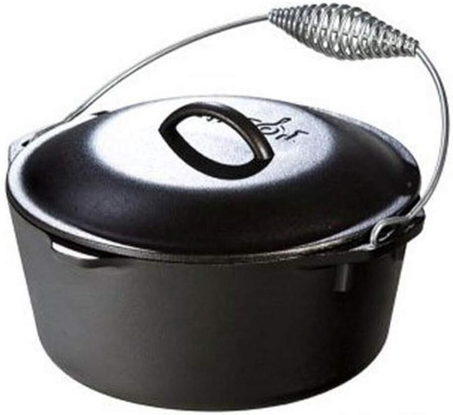 Gietijzeren Stoofpan Dutch Oven Braadpan Langzaam Garen Voorgekruid Natuurlijk Oppervlak 5 liter Zwart