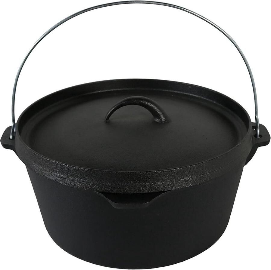 Gietijzeren Stoofpan Ovenpan Kookpot Langzaam Garen Vooraf Gekruid 30 cm Zwart