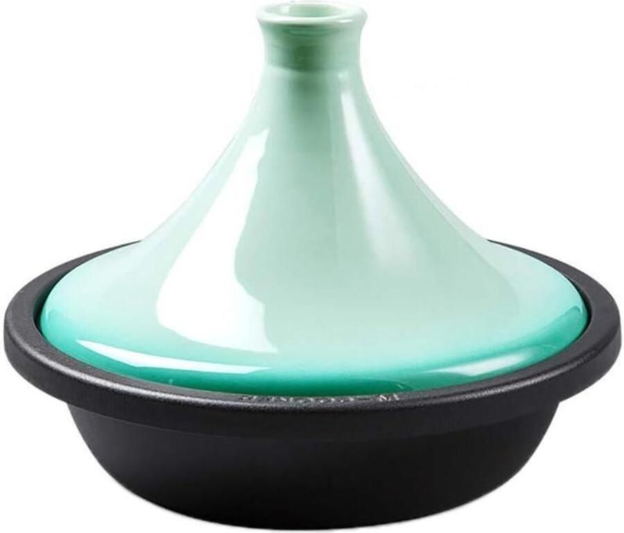 Gietijzeren Stoofpan Tagine Kookpot Langzaam Koken Kegelvormig Deksel 1.7 Liter Blauw