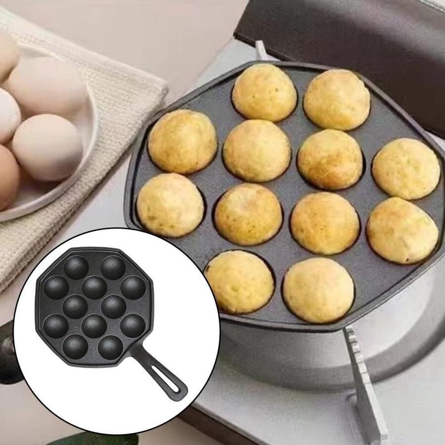 Gietijzeren Takoyaki Pan Eierbal Pan Thuis Snacks Maken 12 Holtes Grillplaat