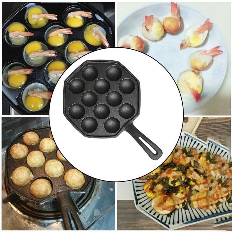 Gietijzeren Takoyaki Pan Eierbal Pan Thuis Snacks Maken 12 Holtes Grillplaat