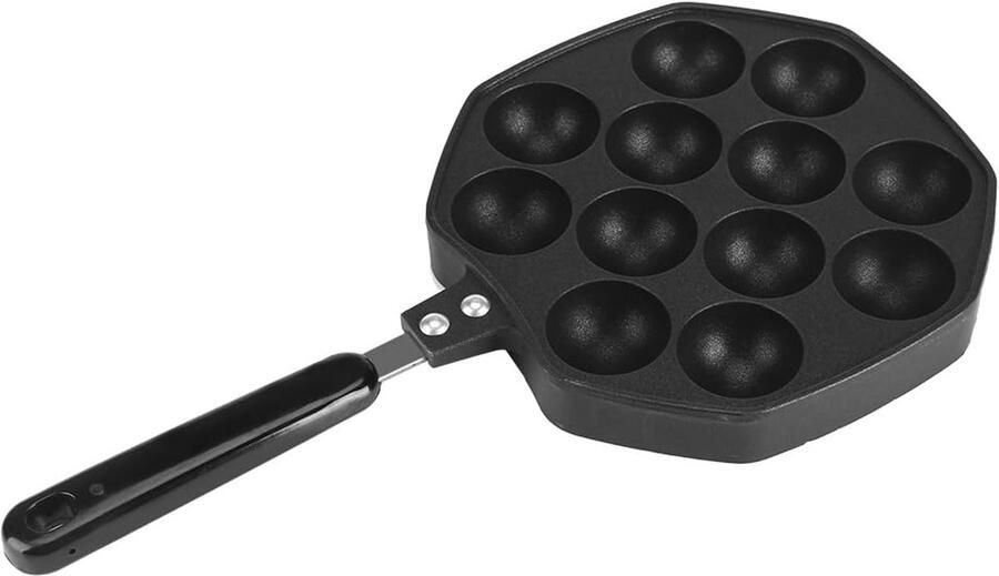 Gietijzeren Takoyaki Pan met 12 Holtes Antiaanbak Bakplaat voor Octopus Ballen en Pannenkoeken
