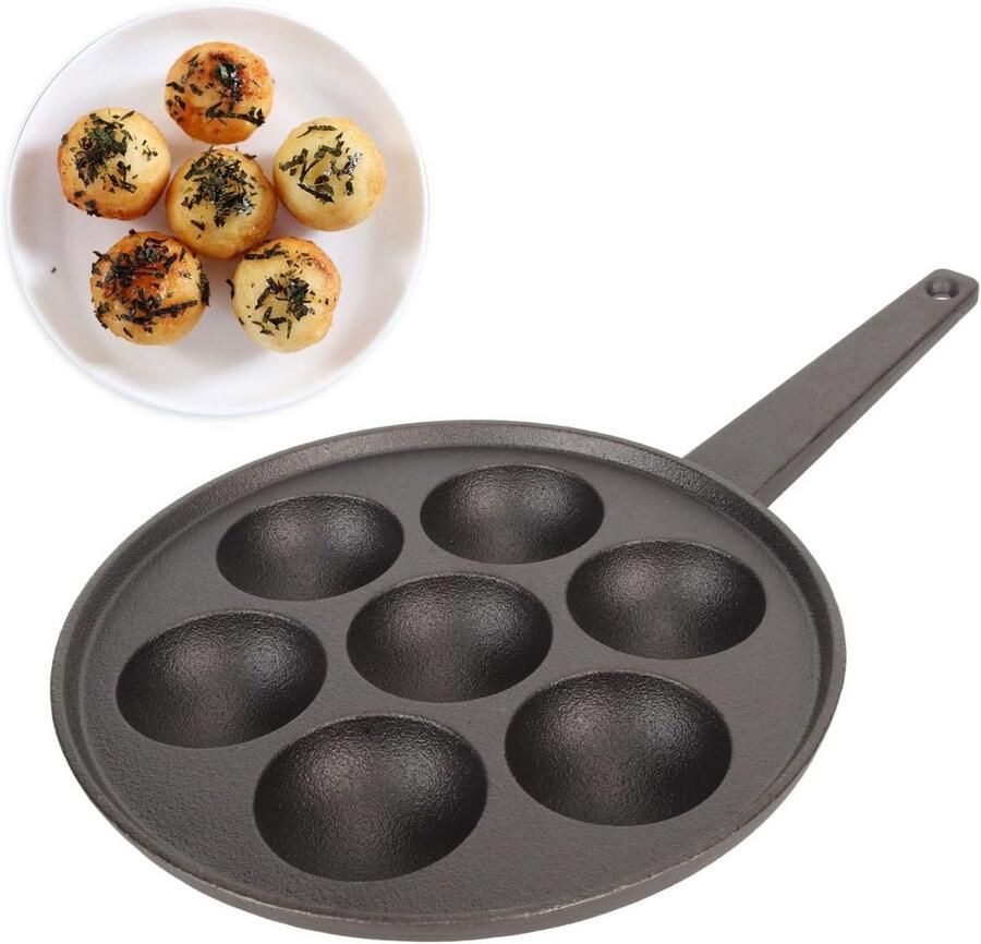 Gietijzeren Takoyaki Pan met 7 Gaten – Perfect voor Gemakkelijk en Snel Takoyaki Koken