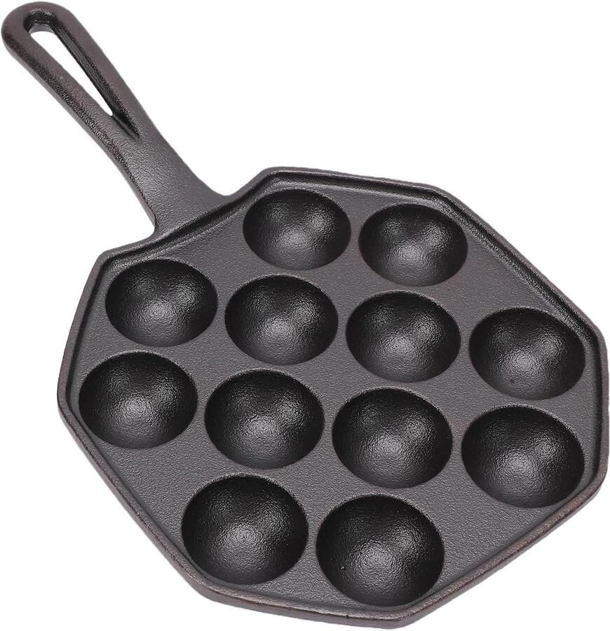 Gietijzeren Takoyaki Pan Octopusbal Maker Japanse Snacks Maken 12-gaats Anti-aanbak 165 x 275 cm Zwart