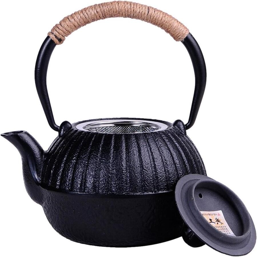 Gietijzeren Theeketel Japanse Waterkoker Thee Zetten Duurzame Constructie 550 ml Zwart