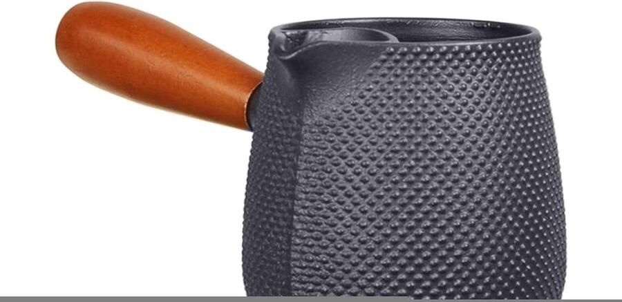 Gietijzeren Theeketel Waterkoker Fornuis Thee Zetten Warmte-geïsoleerd Handvat 600 ml Zwart