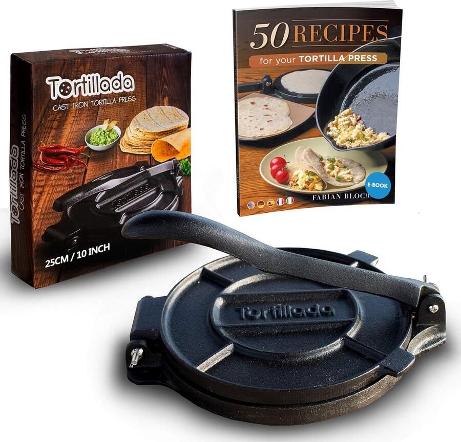 Gietijzeren Tortillapers 25 cm Snel en Gemakkelijk Zelfgemaakte Tortilla's