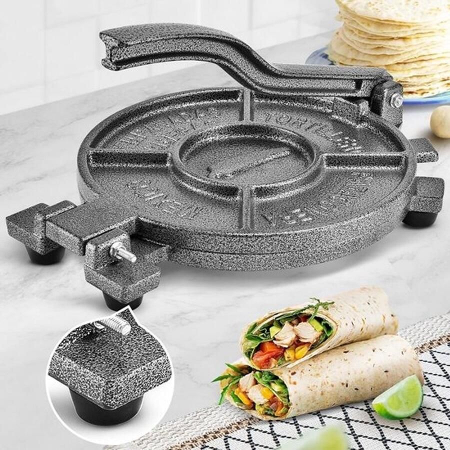 Gietijzeren Tortillapers 26 4 cm – Zware Taco Maker en Roti Pers voor Verse Tortilla s