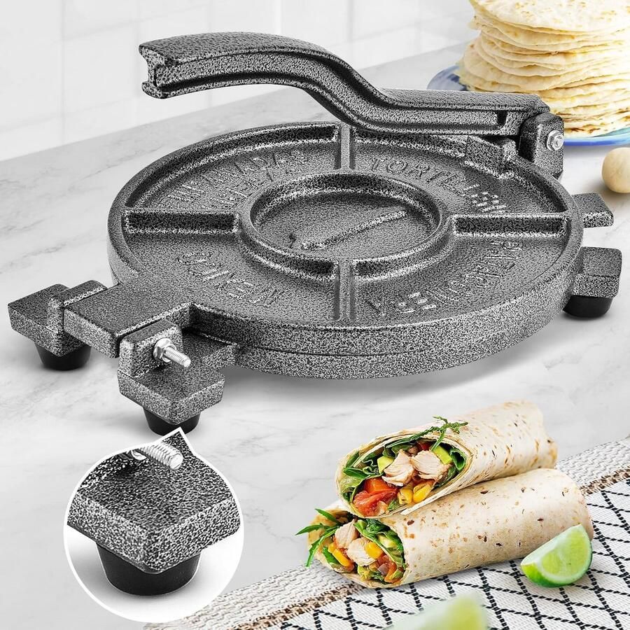 Gietijzeren Tortillapers 26 4 cm – Zware Taco Maker en Roti Pers voor Verse Tortilla s