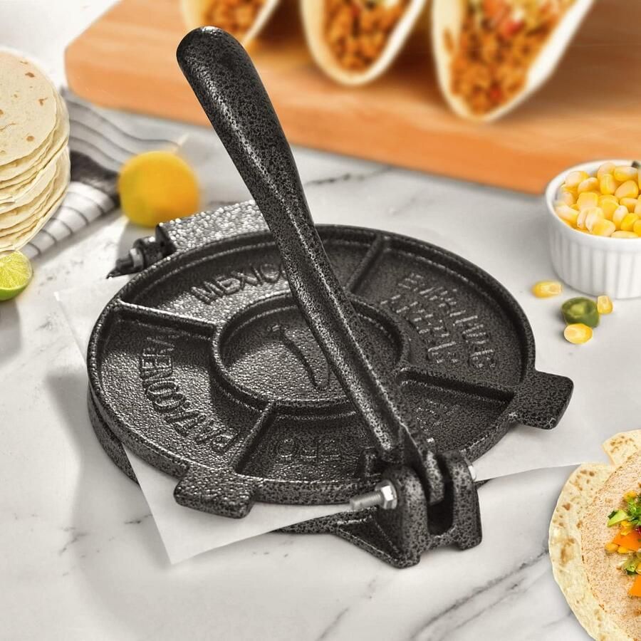 Gietijzeren Tortillapers 8 Inch – Perfect voor Taco's Burrito's en Roti's