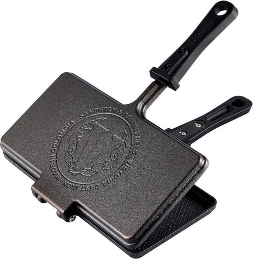 Gietijzeren Tosti IJzer voor op Fornuis en Buiten Dubbelzijdig Panini Pers