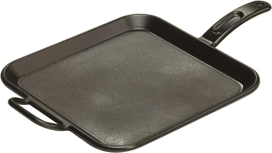 Vierkante Bakplaat Gietijzeren Pan Koken en Grillen Voorverwarmd voor Gebruik 30 cm Zwart