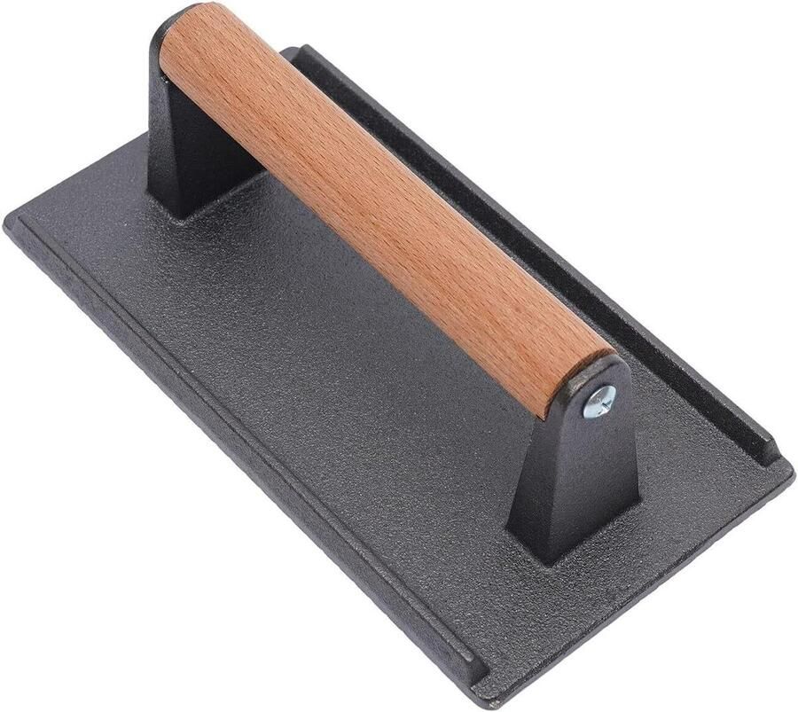 Gietijzeren Vleespers Hamburgerpers Grillpers Hamburgers Drukken Verwarmt Gelijkmatig 20 x 12 cm Zwart