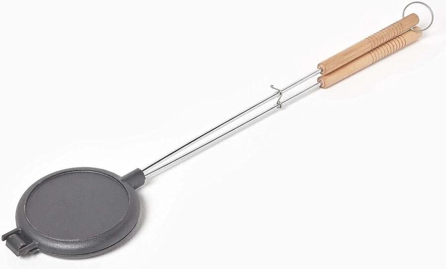 Gietijzeren Wafelijzer Wafelmaker Bakplaat Buiten Koken Direct op Vuur 82 cm Lengte Zwart