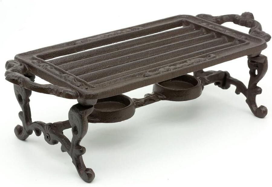 Gietijzeren Warmhoudplaat met Theelichthouders Vintage Tafelwarmer voor Borden en Koffie