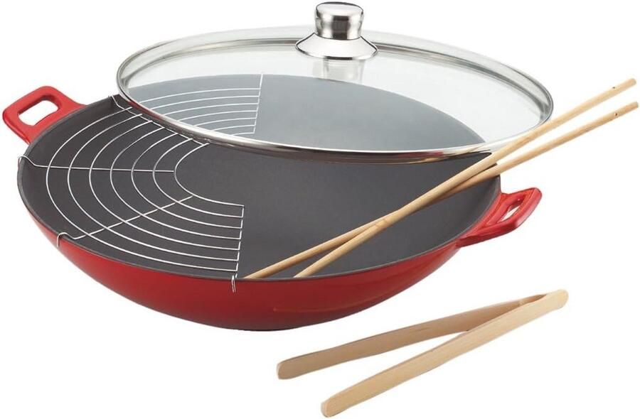 Gietijzeren Wok 36 cm Geschikt voor Alle Kookplaten Inclusief Inductie