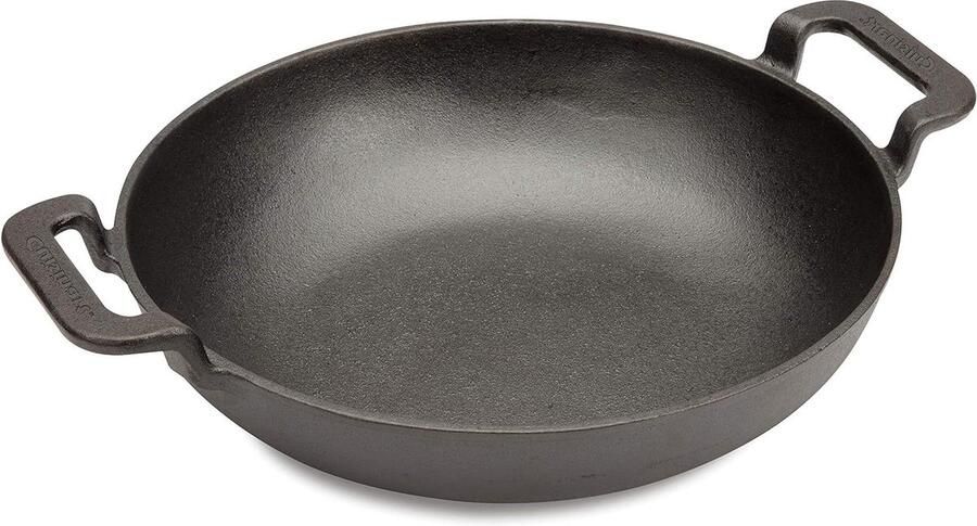 Gietijzeren Wok Grill Pan Veelzijdig Koken Direct Bruikbaar 25.5 cm Zwart