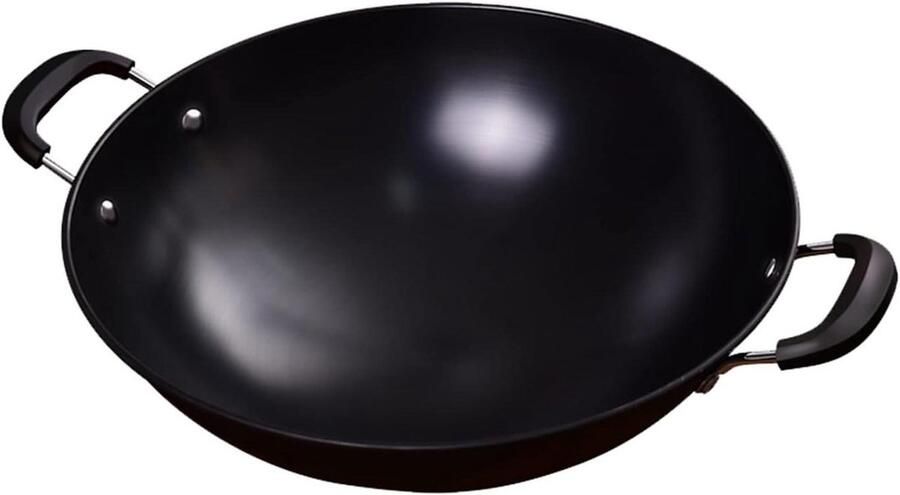 Gietijzeren Wok Pan Grote Wok Buiten Koken Gelijkmatige Warmte 44cm Zwart