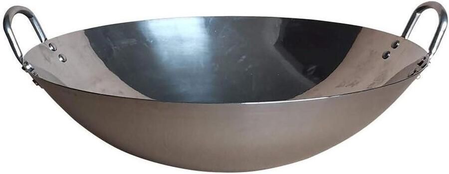 Gietijzeren Wok Handgemaakte Pan Lekker Koken Non-stick Oppervlak 43cm Zwart