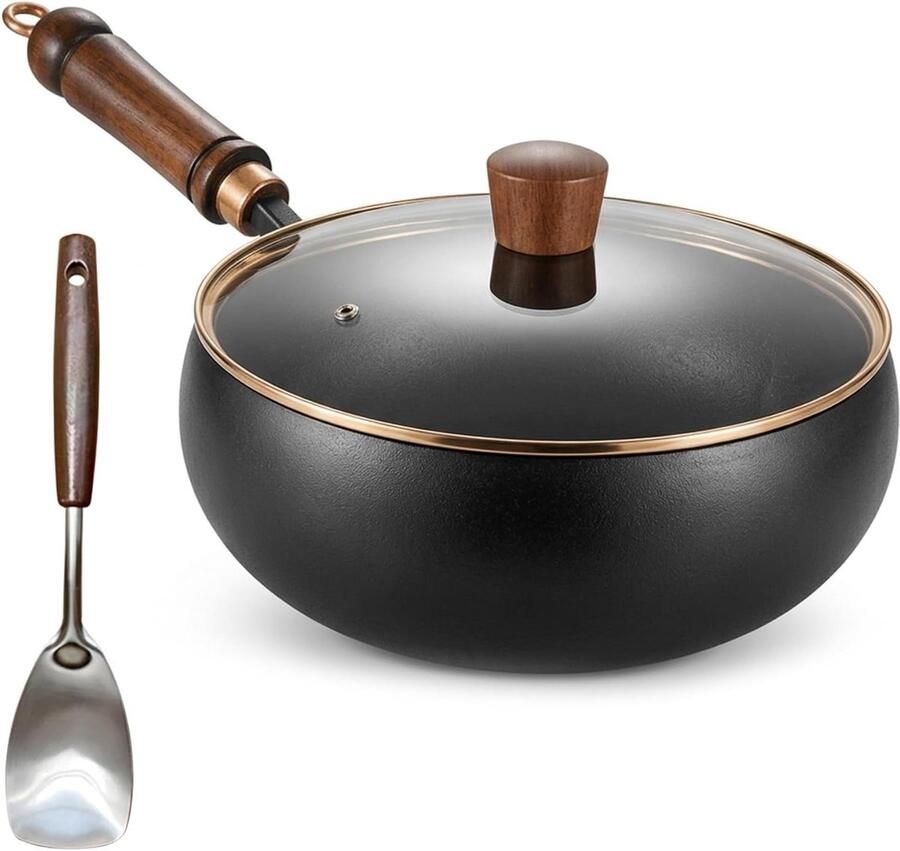 Gietijzeren Wok Koekenpan IJzer Gezond Koken Voorgekruid 25.4 cm Zwart