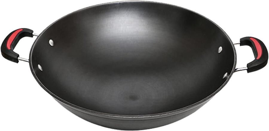 Gietijzeren Wok Koekenpan Koken op Gas Natuurlijk Mineraalijzer 40 cm Zwart